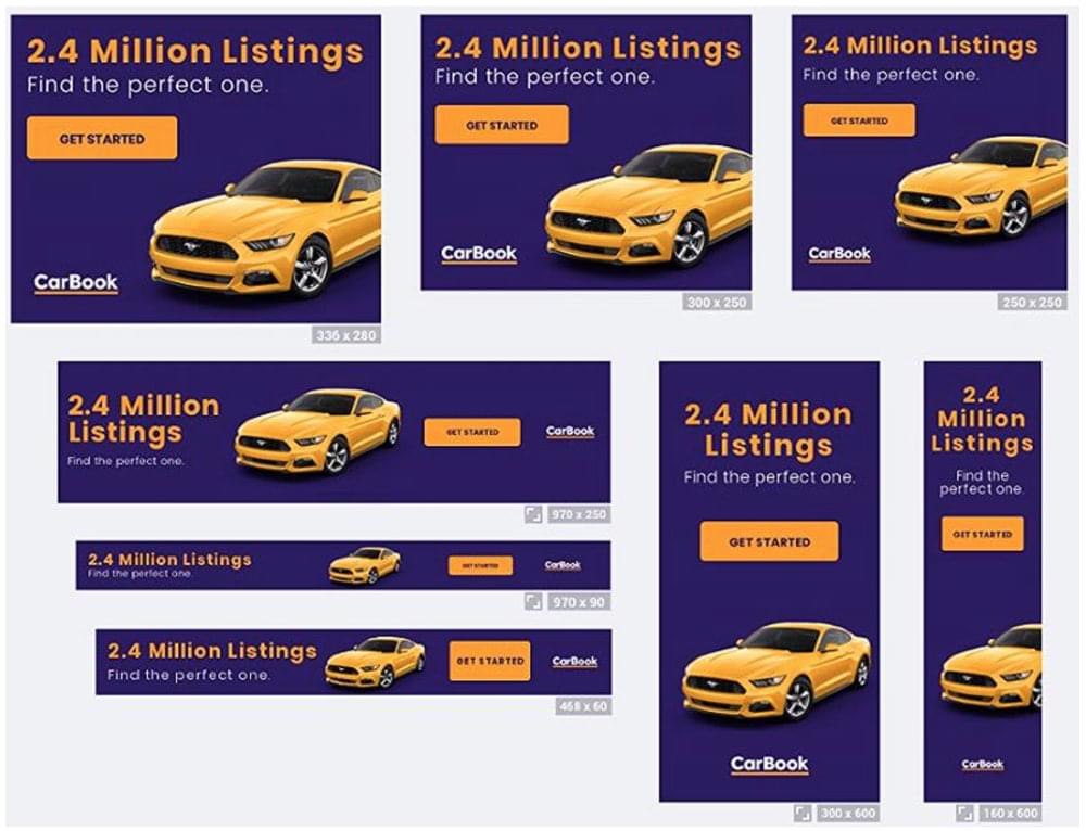 A variety of banner ad sizes