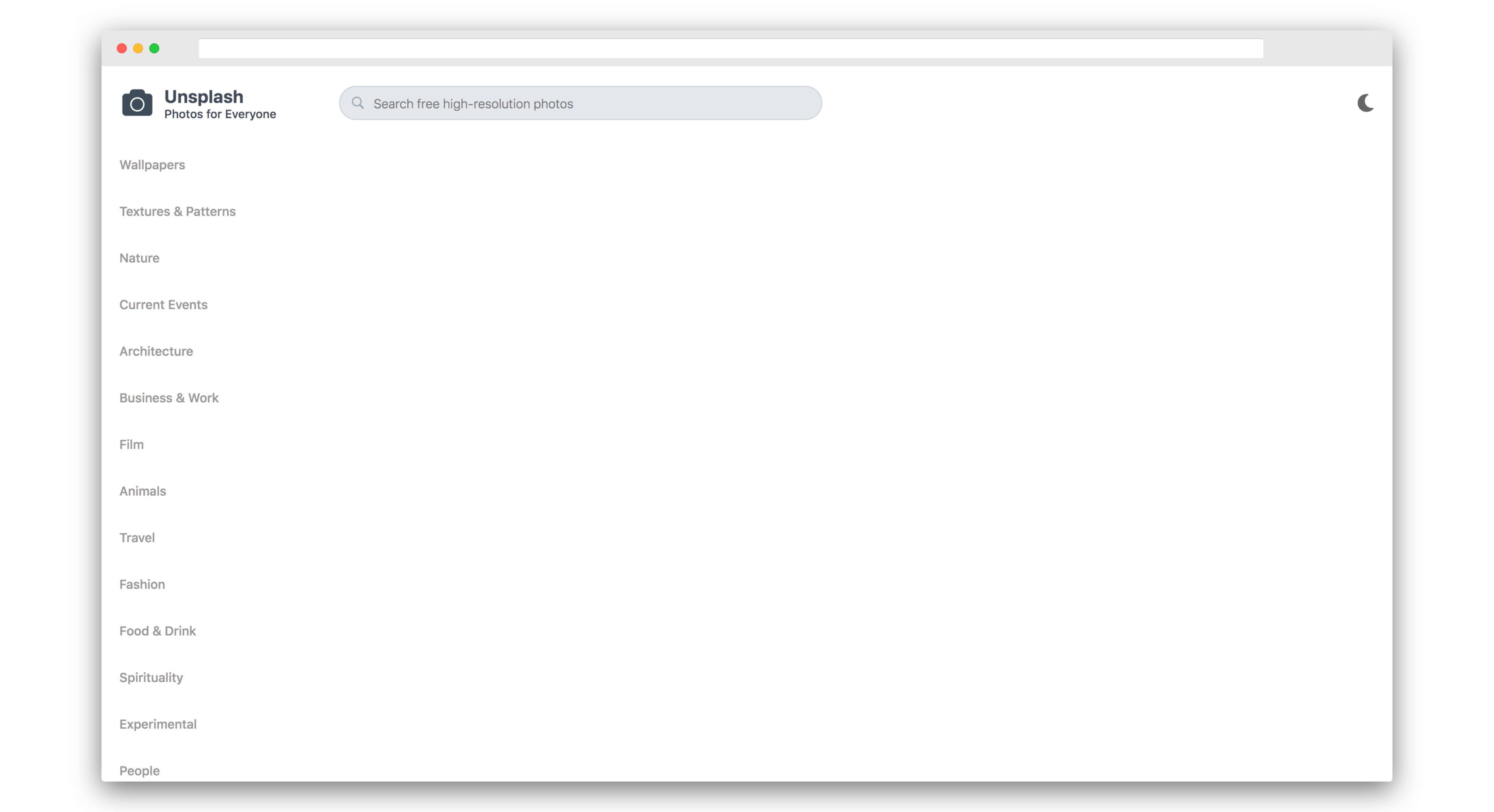 Categories List on Light Theme