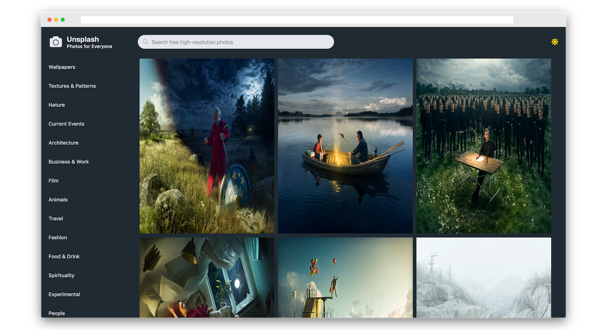 Unsplash Redesign - Dark Theme