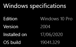 Windows specifications