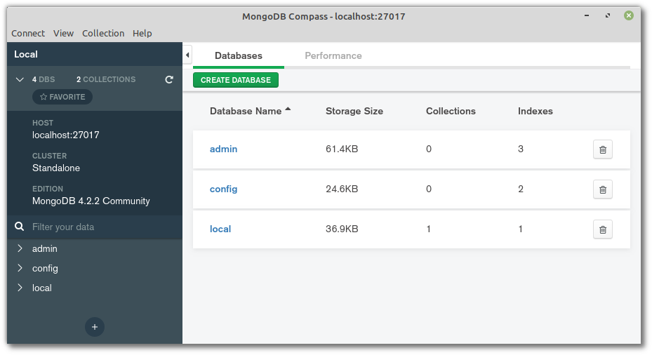 mongodb compass connect to localhost failed