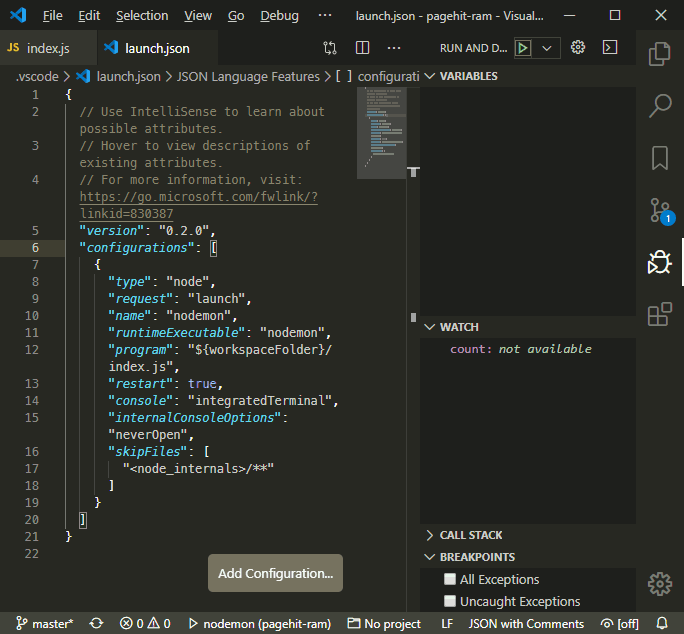 VS Code launch configuration